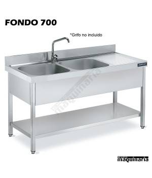 Fregadero 2 Cubetas, bastidor, estante y escurridor