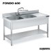 Fregadero inox. con bastidor, 2 Cubetas, estante  y escurridor Fondo 600