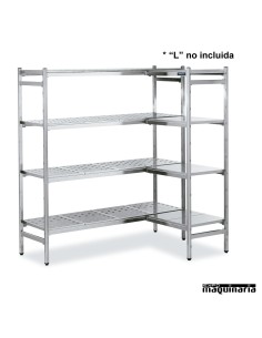 Estantería de acero inox con 4 niveles bandejas perforadas