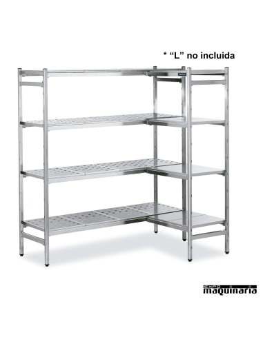 Estantería de acero inox con 4 niveles bandejas perforadas