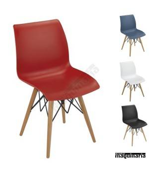 Silla diseño 1R710 madera y polipropileno