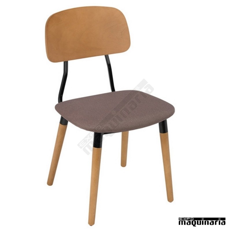 Sillas de Bar 1R750TA madera, acero y asiento tapizado