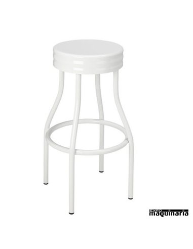 Taburete vintage industrial 5R551 blanco