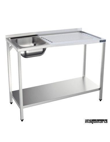 Fregadero inox., bastidor, 1 Cubeta, estante y escurridor
