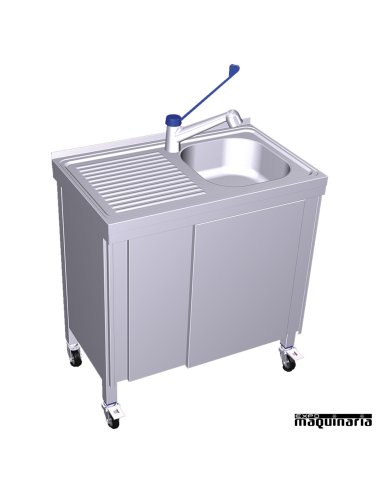 Fregadero portatil con agua caliente, cubeta y escurridor FR054244
