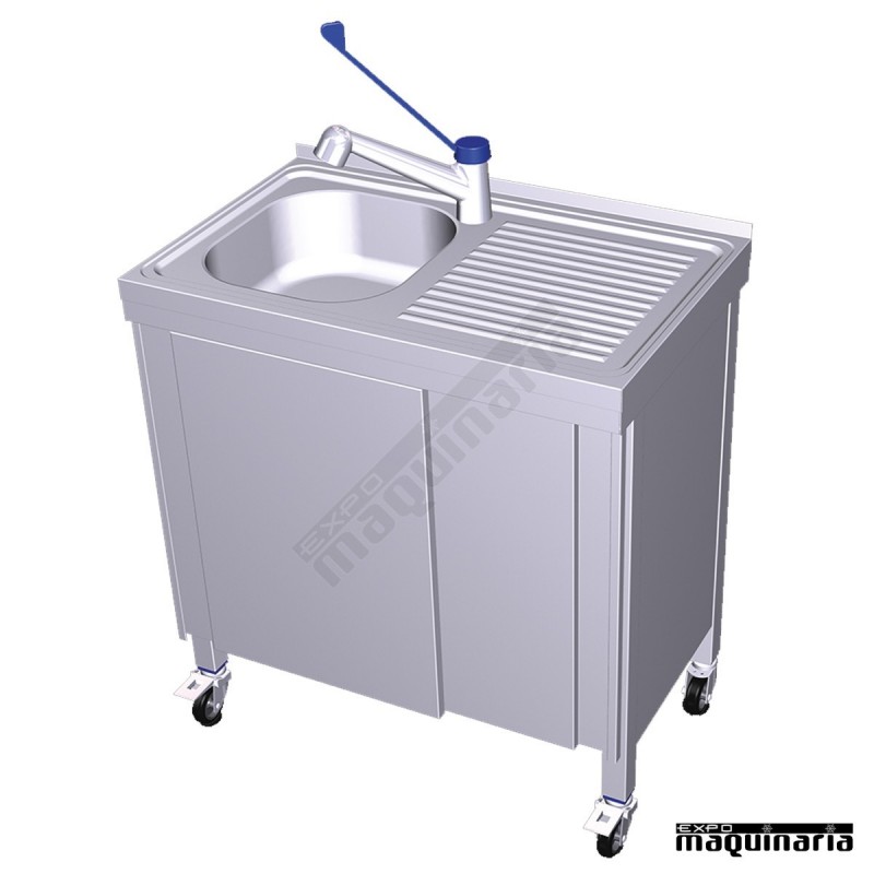 Fregadero inox autonomo con agua caliente cubeta y escurridor FR054244