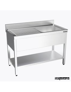 Fregadero acero inoxidable, escurridor y estante