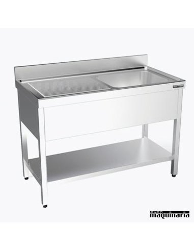 Fregadero acero inoxidable, escurridor y estante