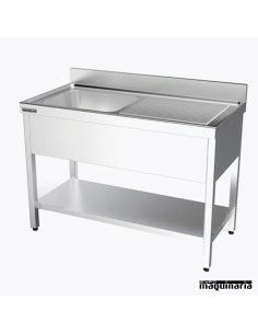 Fregadero acero inoxidable, escurridor y estante 2
