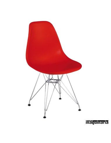 Sillas estilo nordico roja FAGIJON armazón cromado
