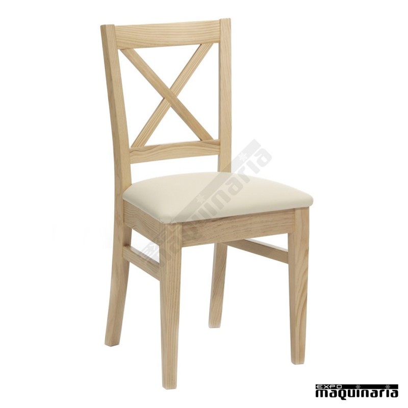 Sillas madera para hosteleria JO97. Silla tapizada comedor madera pino