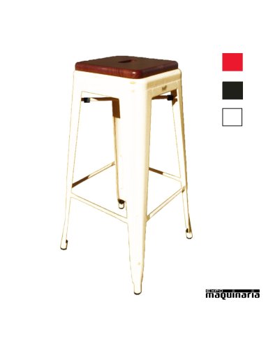 Taburete industrial blanco FAPASSION-MAD Acero y madera