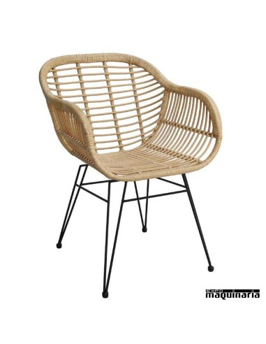 Sillon rattan falso AGHONEY5717 estilo etnico