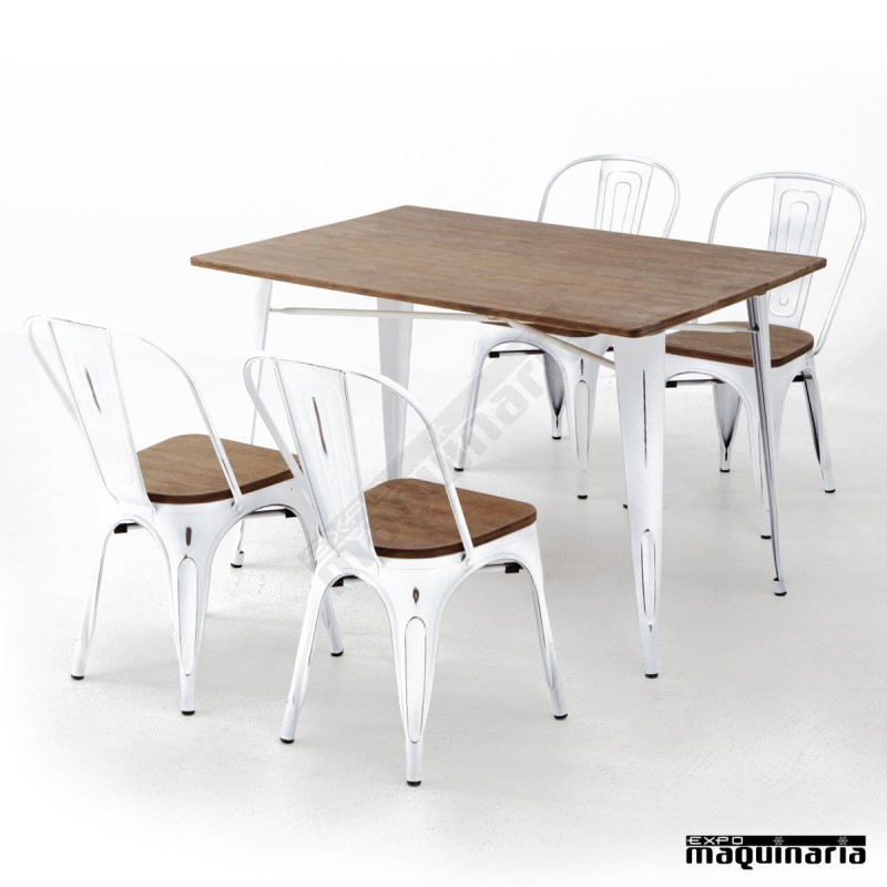 Conjunto de mesa y sillas AGCONJ-VINTAGE envejecido