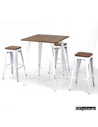 Mesa con taburetes AGCONJ-VINTAGE2 envejecido