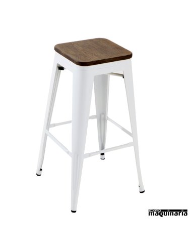 Taburete estilo industrial AG5046BBR asiento madera