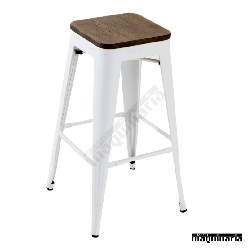 Taburete estilo industrial AG5046BBR asiento madera