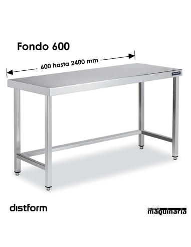 Mesa Acero Inoxidable Central fondo 60 sin estante