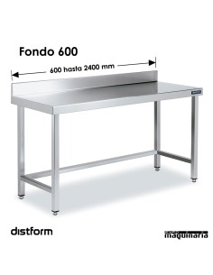 Mesa Acero Inoxidable Mural Ancho 600 sin estante 2