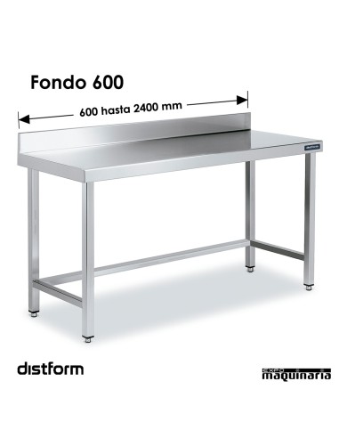 Mesa Acero Inoxidable Mural Ancho 600 sin estante