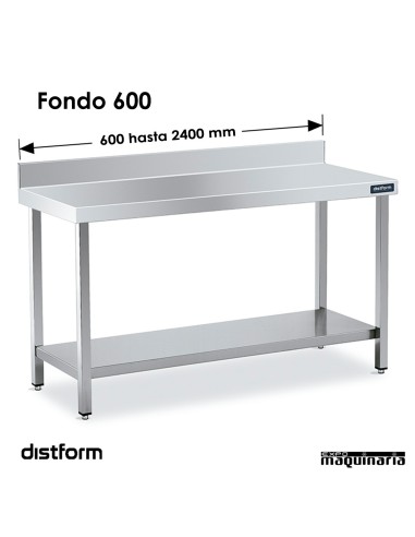 Mesa Acero Inoxidable Mural Ancho 600
