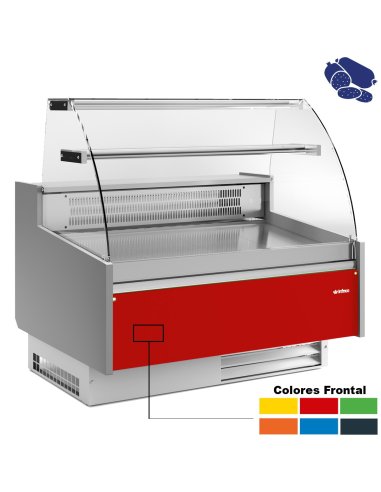 Vitrina expositora charcuteria cristal curvo semiestático