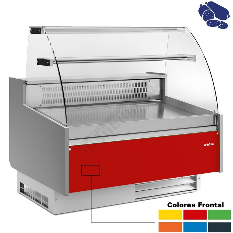 Vitrina expositora charcuteria cristal curvo semiestático