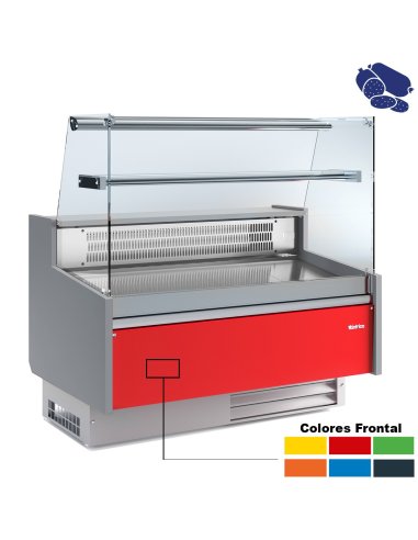 Vitrina expositora charcuteria, cristal recto semiestático