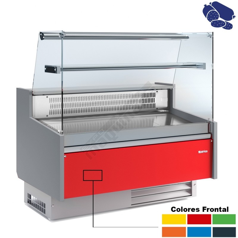 Vitrina expositora charcuteria, cristal recto semiestático