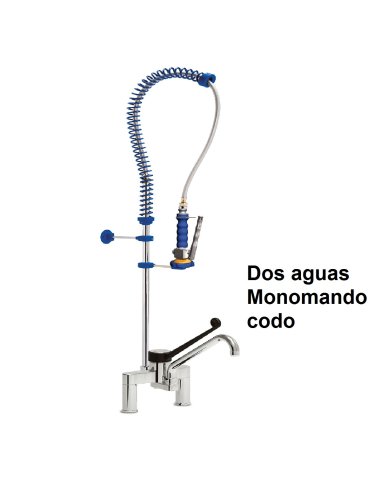 Grifo ducha sobremesa doble entrada, dos aguas monomando codo
