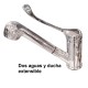  Grifo de sobremesa, monomando codo, 2 aguas y ducha extensible