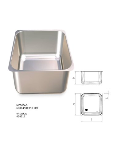 Fregadero para soldar a mesa, Desagüe Izquierdo. Válvula 454216