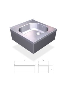 Fregadero inox colgante con faldón con una cubeta