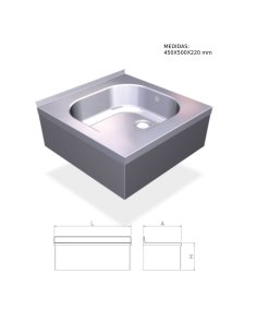 Fregadero inox colgante con faldon con una cubeta