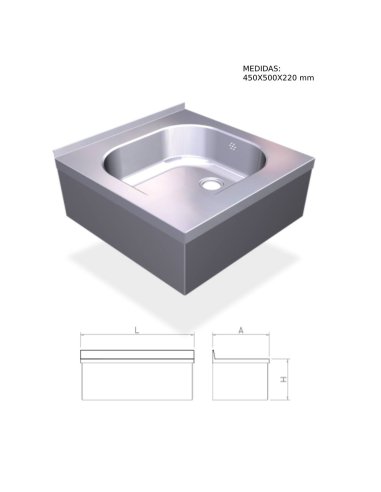 Fregadero inox colgante con faldon con una cubeta