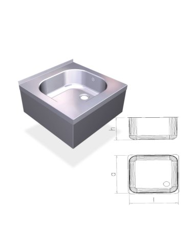 Fregadero inox colgante con faldón con una cubeta