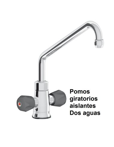 Grifo de sobremesa con pomos giratorios aislantes dos aguas