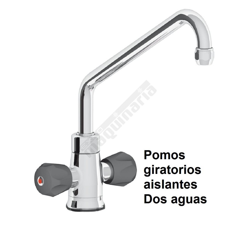 Grifo de sobremesa con pomos giratorios aislantes dos aguas