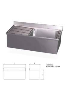 Fregadero inox colgante con faldón, una cubeta y escurridor derecha 2
