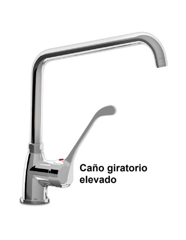Grifo monomando de codo con caño elevado