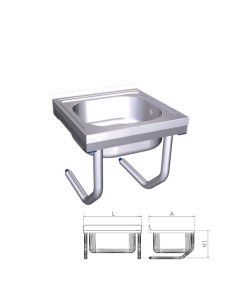 Fregadero inox colgante con palomillas con una cubeta