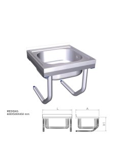 Fregadero colgante con palomillas de una cubeta 600x500x450 mm