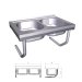 Fregadero inox colgante con palomillas y dos cubetas