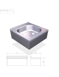 Fregadero inox colgante con faldón con una cubeta