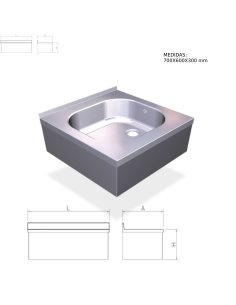 Fregadero inox colgante con faldón de una cubeta
