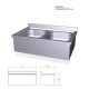 Fregadero inox colgante con faldón y dos cubetas.Ref FR054424