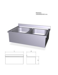 Fregadero inox con dos cubetas. ref FR054426