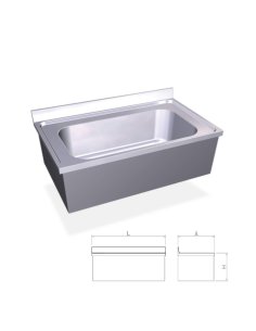 Fregadero inox colgante de gran capacidad  y una cubeta. FR054428
