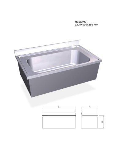 Fregadero colgante de gran capacidad  y una cubeta. FR054430