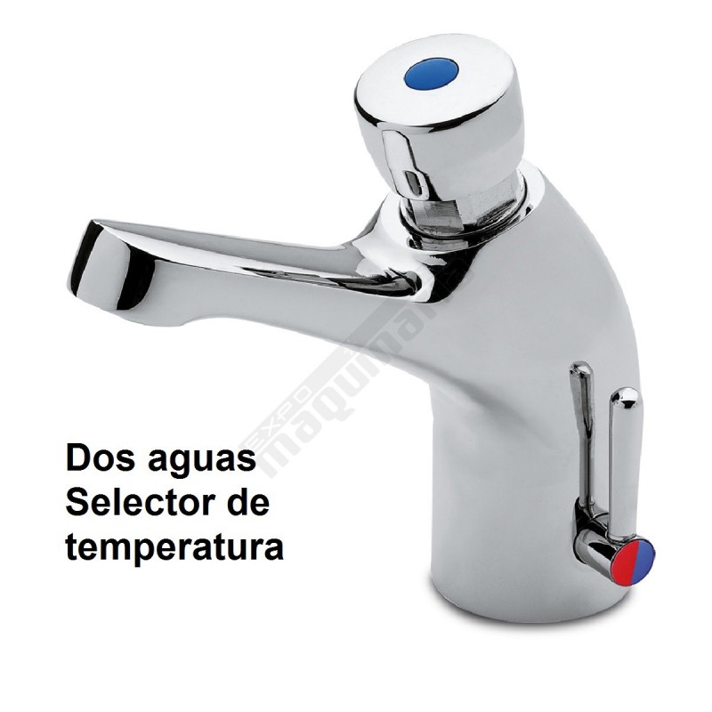 Grifo temporizado dos aguas con selector de temperatura